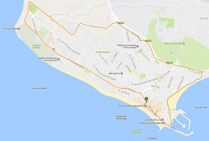 Ruta Medio-Ambiental: Rodeando Rota - Mapa del recorrido (c) Google Maps